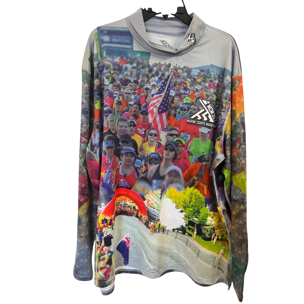 Marine‎ Corps Marathon 2018 MCM 26.2 Mens XL Long Sleeve Performance Shirt USMC